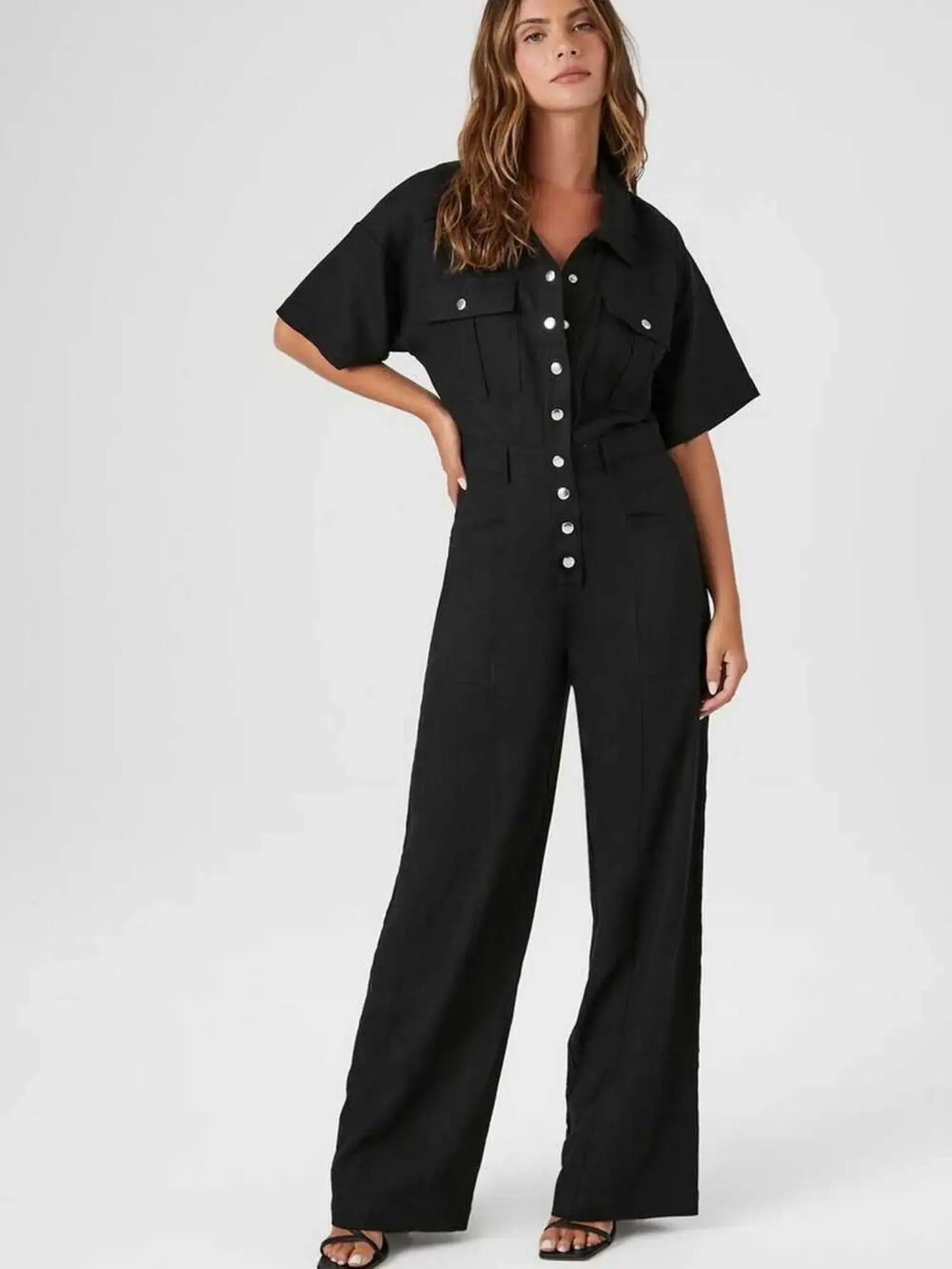 Flip Pocket Tencel Linen Jumpsuit For Women Angel Wishes