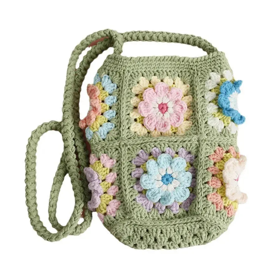 Fresh Flower Wool Crocheted Crossbody Small Hand-made Women's Bag Angel Wishes