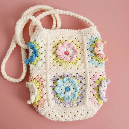 Fresh Flower Wool Crocheted Crossbody Small Hand-made Women's Bag Angel Wishes