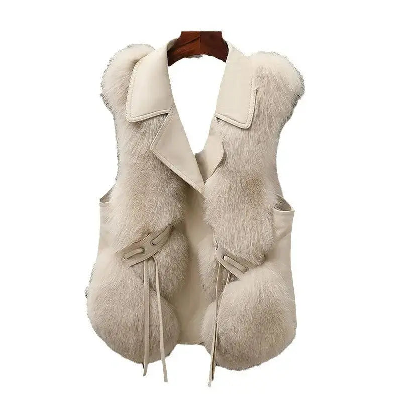 Fur Vest Short Coat Autumn And Winter New Patchwork Winter Fox Fur Jacket Women Short Artificial Fur Coat Elegant Female Warm Vest Angel Wishes