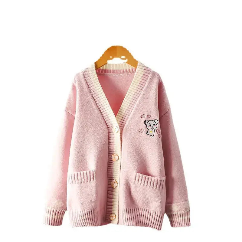 Girls Cardigan Embroidery Knit Sweater Angel Wishes