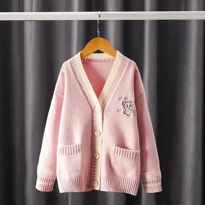 Girls Cardigan Embroidery Knit Sweater Angel Wishes