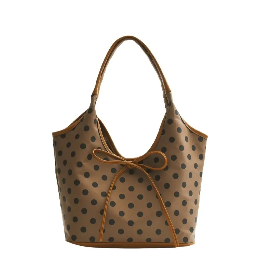 Hand-carrying Retro Casual Tote Bag Fashion Polka Dot Underarm Bag Large Capacity Angel Wishes