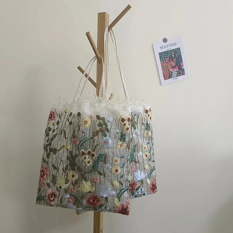 Handmade Embroidered Flower Bag Angel Wishes