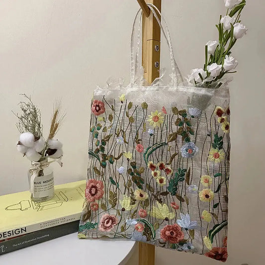 Handmade Embroidered Flower Bag Angel Wishes