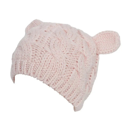 Hand Made 3D Cute Knitted Cat Ear Beanie For Winter Angel Wishes