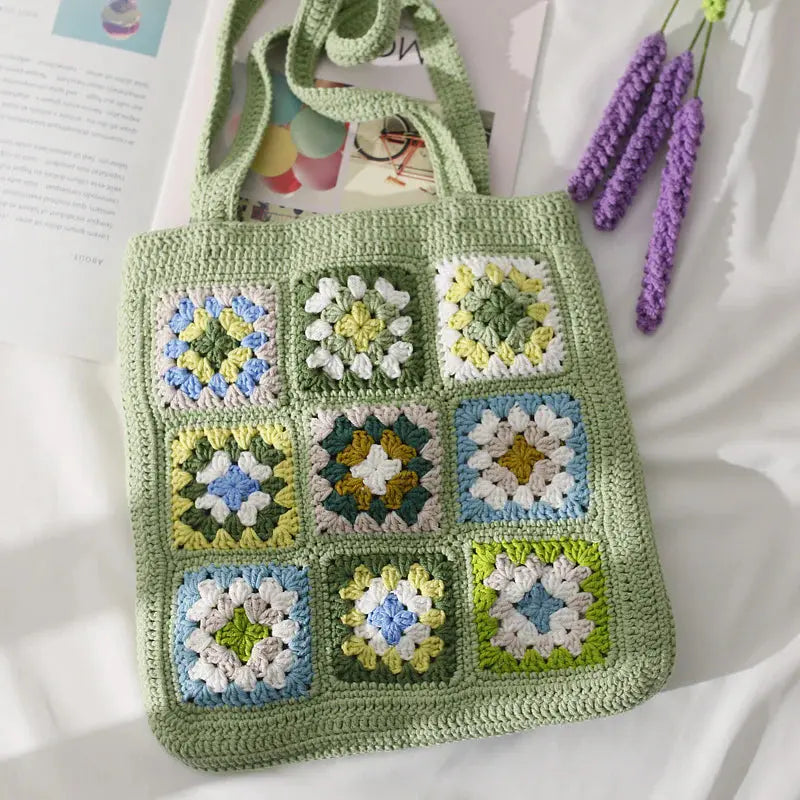 Hand-woven Grandmother Square Shoulder Bag Angel Wishes