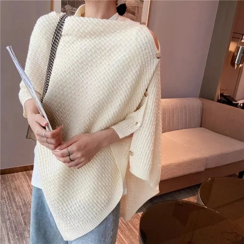 High-end Knitted Cape Shawl Blouse Angel Wishes