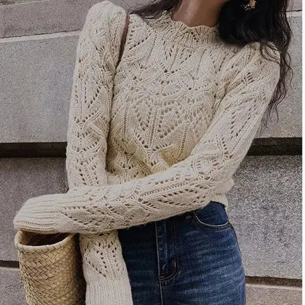 Hollow-out Knitted Blouse Angel Wishes