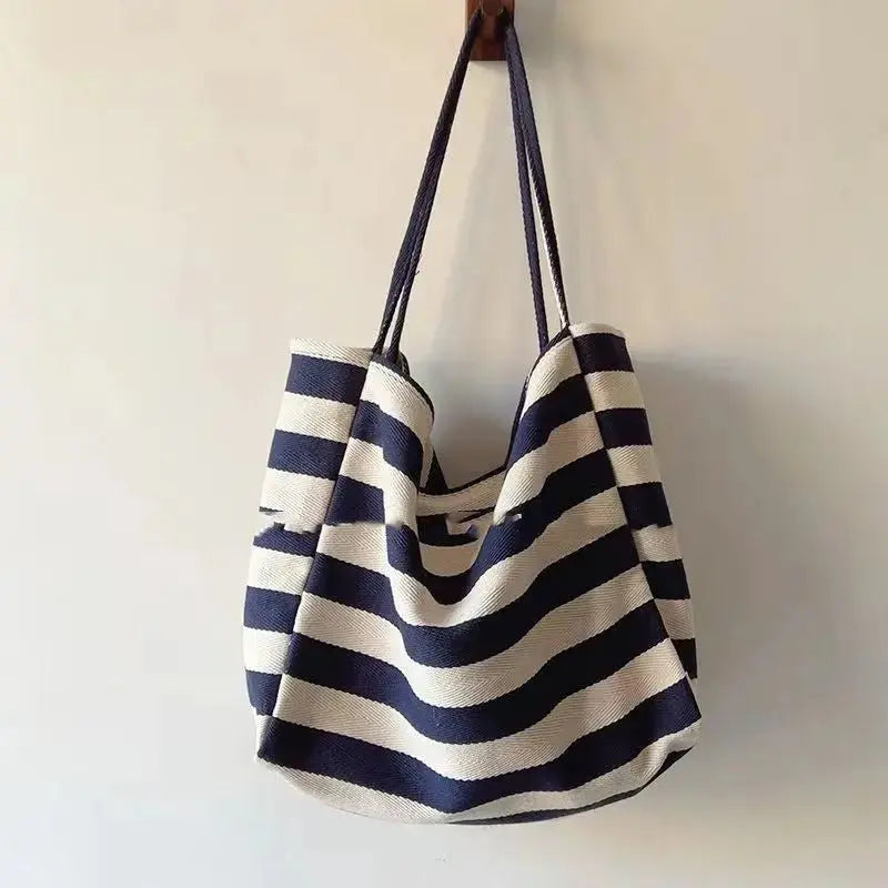 Contrast Colour Striped Canvas Bag - Angel Wishes