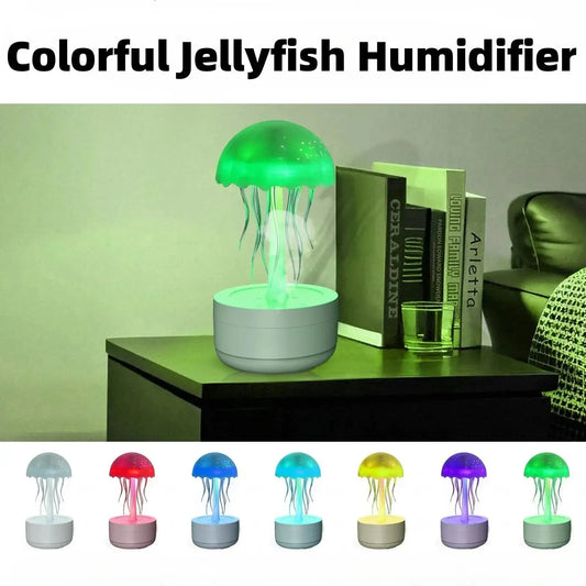 Jellyfish Humidifier Fragrance Diffuser Colorful Night Light Heavy Fog Essential Oil Diffuser Home Bedroom Office Air Humidifier Angel Wishes