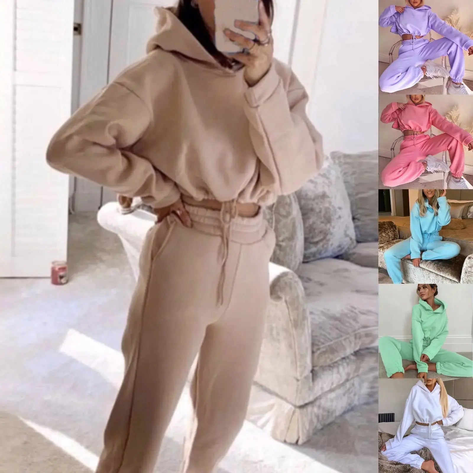 Jogging Suits For Women 2 Piece Sweatsuits Tracksuits Sexy Long Sleeve HoodieCasual Fitness Sportswear Angel Wishes