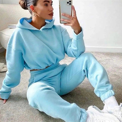 Jogging Suits For Women 2 Piece Sweatsuits Tracksuits Sexy Long Sleeve HoodieCasual Fitness Sportswear Angel Wishes