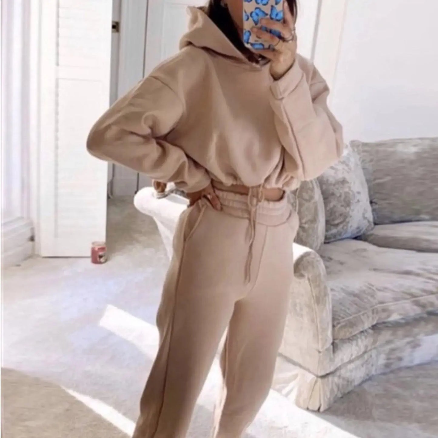 Jogging Suits For Women 2 Piece Sweatsuits Tracksuits Sexy Long Sleeve HoodieCasual Fitness Sportswear Angel Wishes