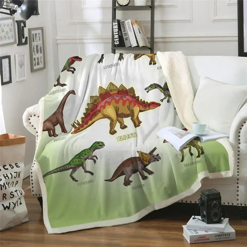 Kids Children Dinosaur Fluffy Soft Cotton Blanket Jurassic Cartoon Boys Girl Throw Blankets For Beds Home Textile Bedding Outlet Angel Wishes