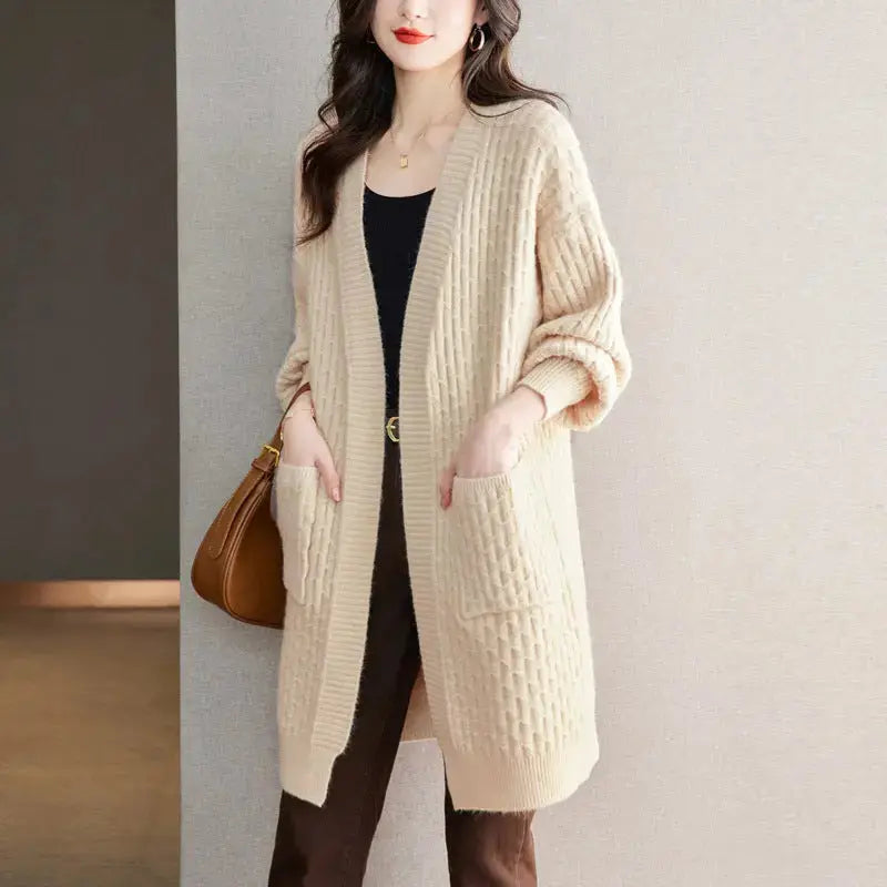 Knitted Long Lazy Feeling Thick Soft Skin-friendly Loose Long Sleeve Cardigan Jacket Angel Wishes