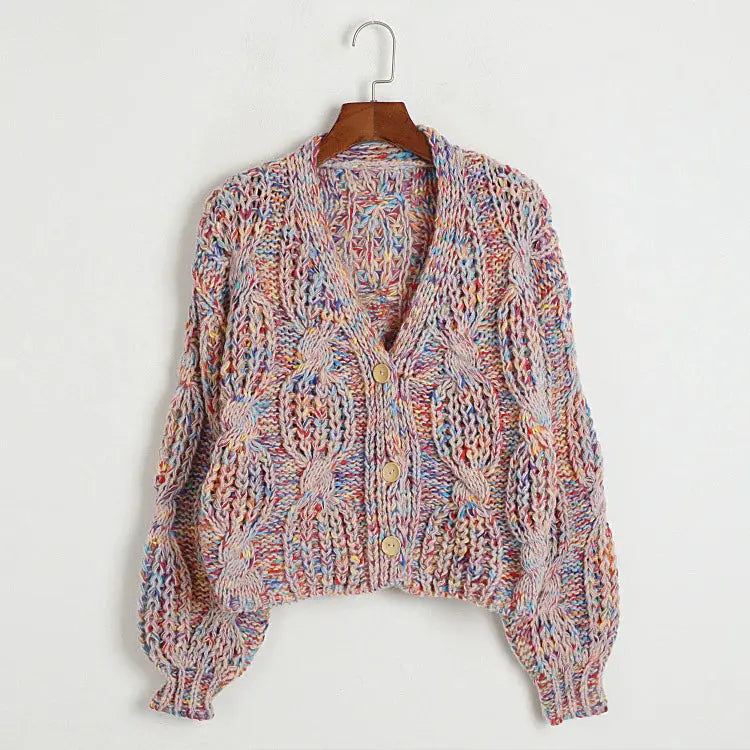 Rainbow V-neck Cardigan Angel Wishes