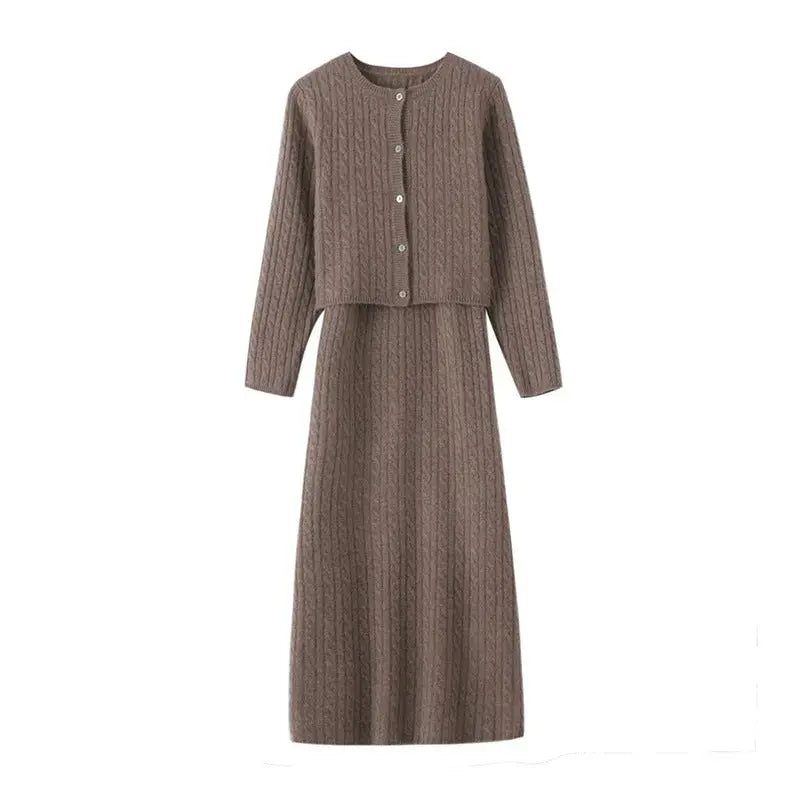 Knitted Small Twisted Cashmere Cardigan Suspender Skirt Two-piece Suit Angel Wishes