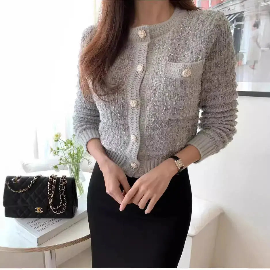 Knitted Top Women's Round Neck Sweater Coat Angel Wishes