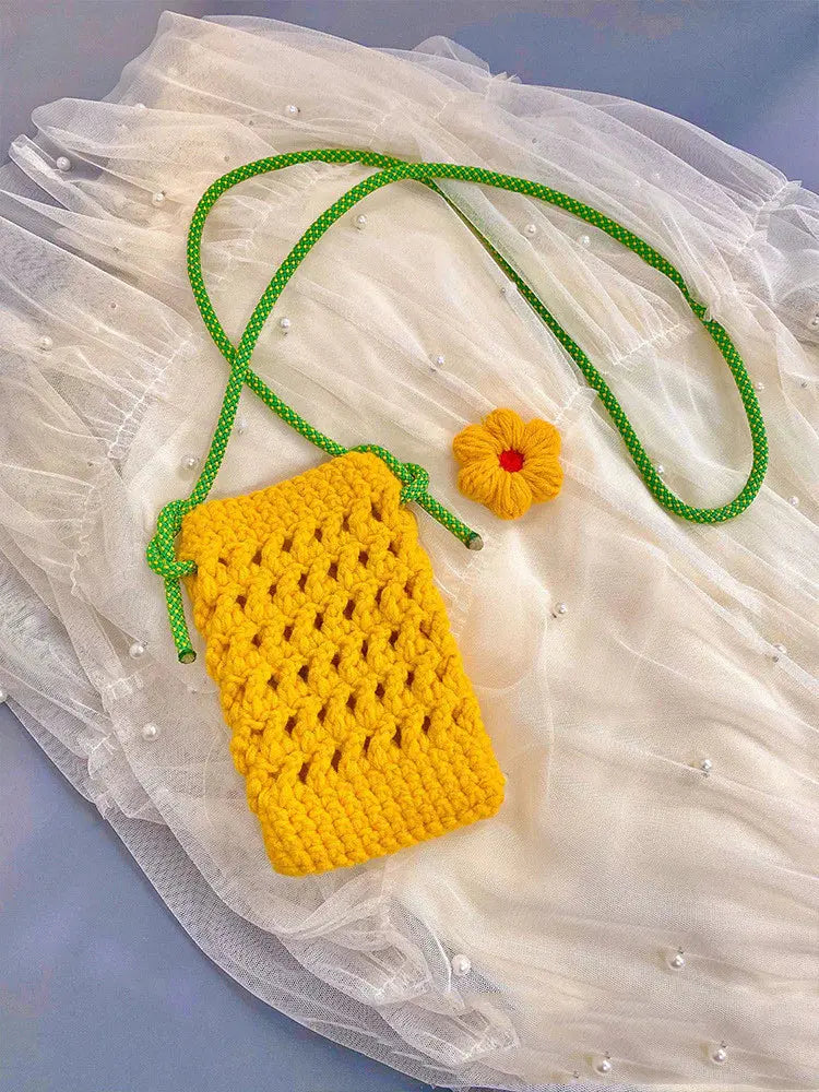 Knitted Woolen Crossbody Mobile Phone Bag Handmade Angel Wishes