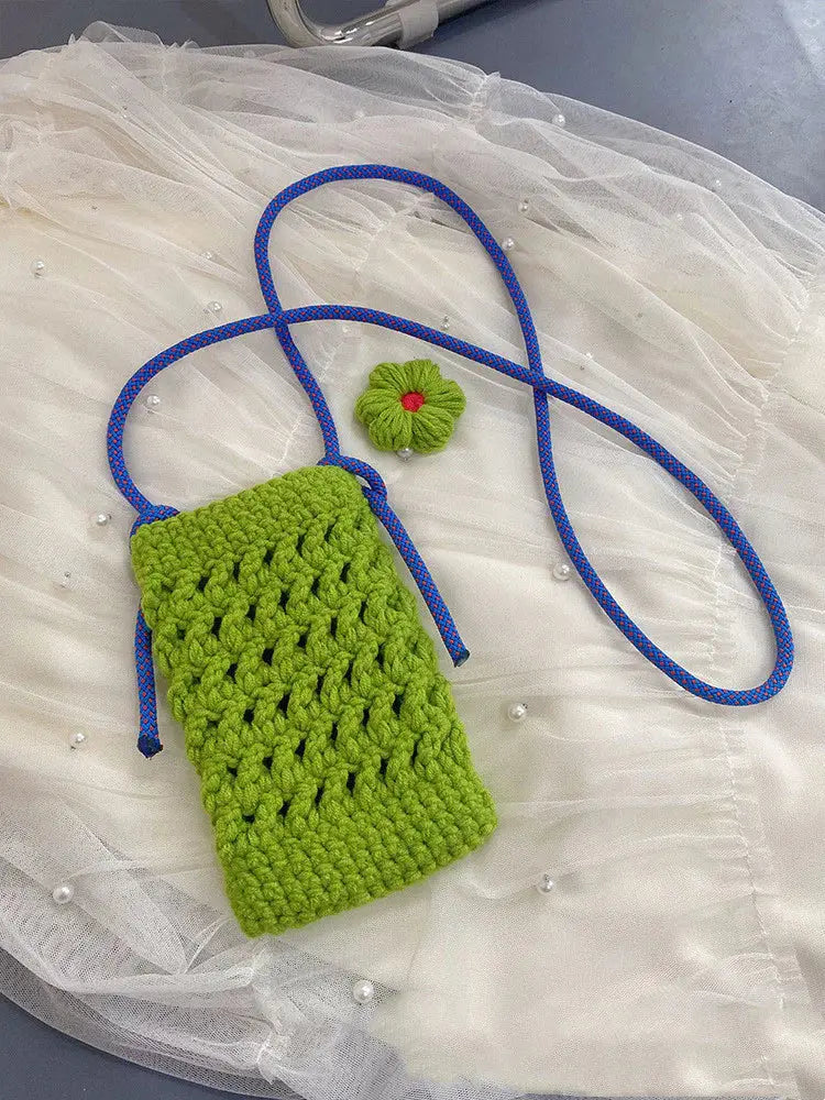 Knitted Woolen Crossbody Mobile Phone Bag Handmade Angel Wishes