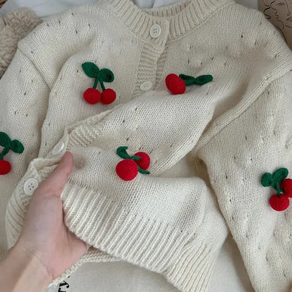 Korean Style Casual Small Flower Sweater Baby Girl Fashionable Knitted Cardigan Angel Wishes