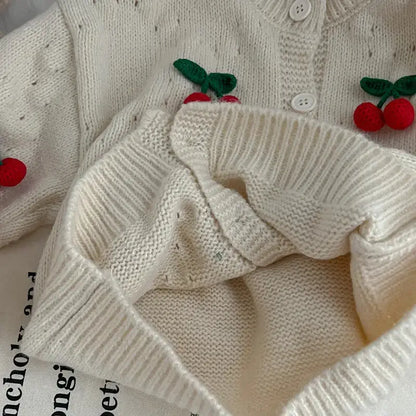 Korean Style Casual Small Flower Sweater Baby Girl Fashionable Knitted Cardigan Angel Wishes