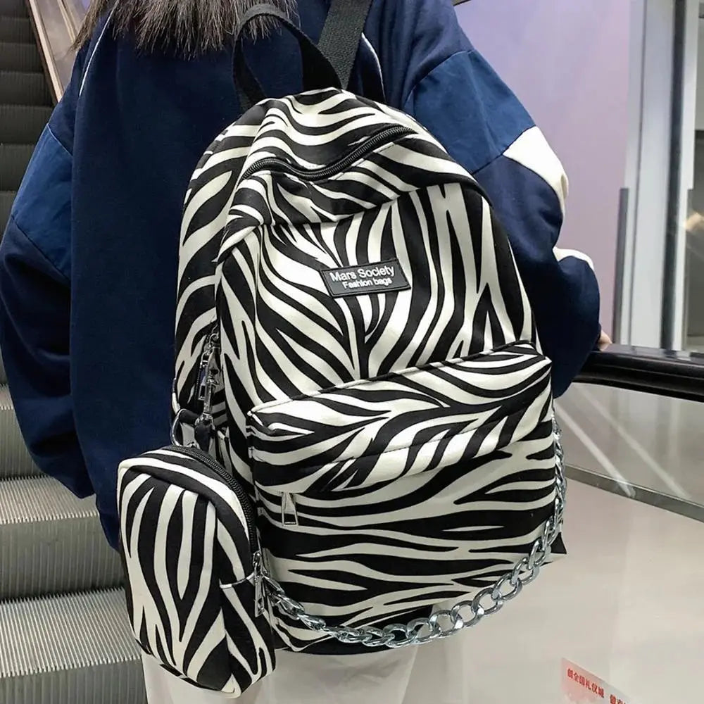 Fashion Leopard And Zebra Pattern Backpack Angel Wishes