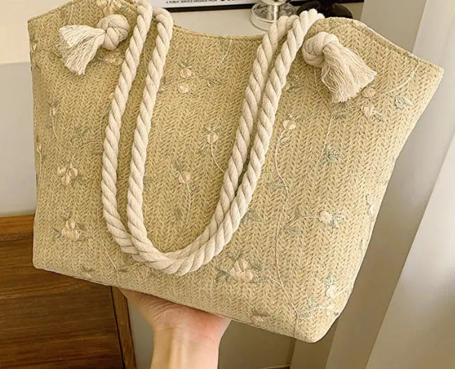 Lace Straw Flower Woven Handbag Angel Wishes