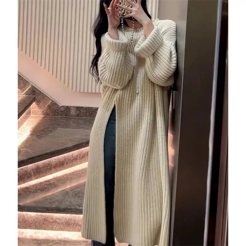 Lazy Wind Mid-length Inner Wear Loose Slimming Solid Color Sweater Long Dress Angel Wishes