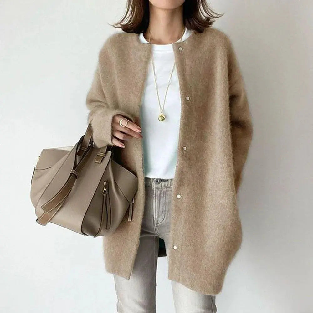 Loose Round Neck Single Breasted Cardigan Coat Angel Wishes