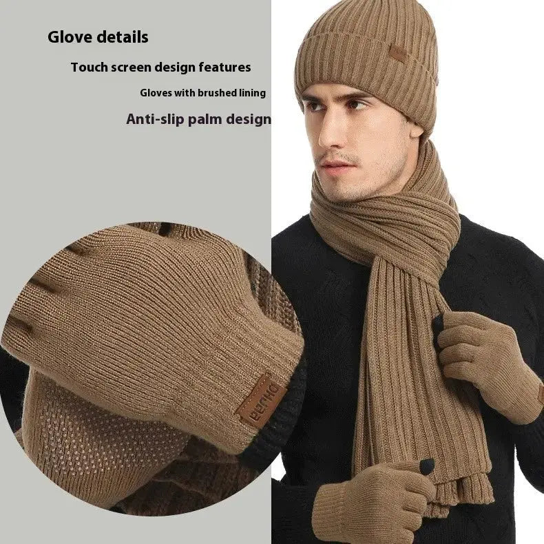 Men's And Women's Knitted Thickened Warm Wool Hat Scarf Gloves Three-piece Set Angel Wishes