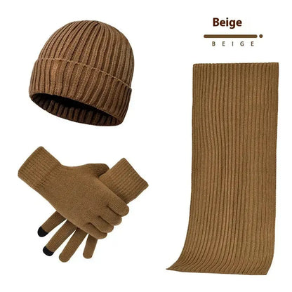 Men's And Women's Knitted Thickened Warm Wool Hat Scarf Gloves Three-piece Set Angel Wishes