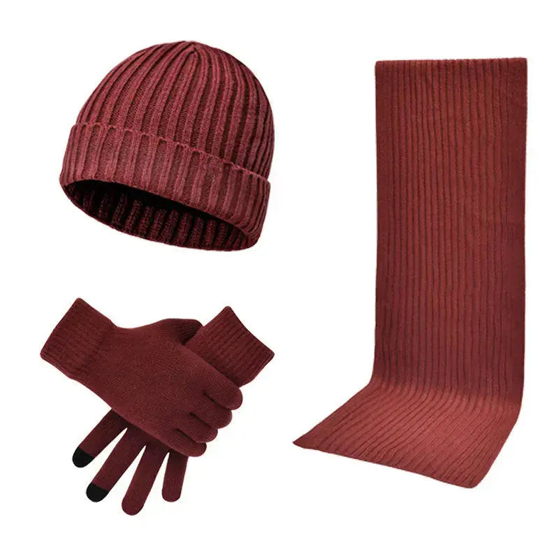 Men's And Women's Knitted Thickened Warm Wool Hat Scarf Gloves Three-piece Set Angel Wishes