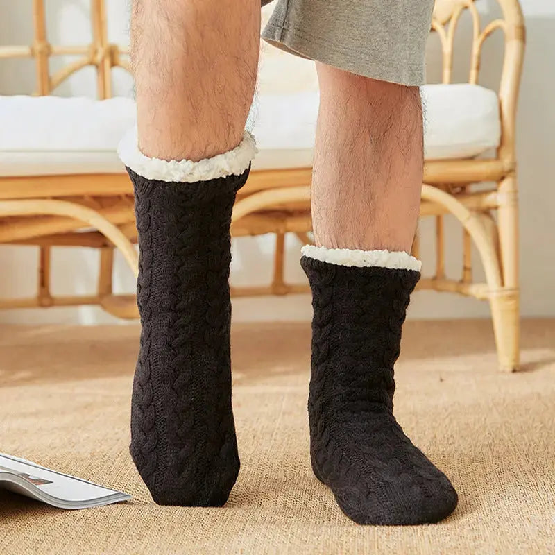 Men's Floor Socks Knitted Fleece Non-slip Angel Wishes