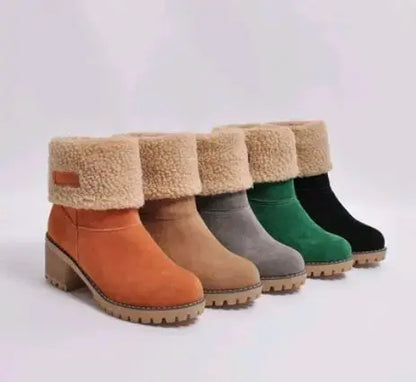 Mid-Tube Thick Heel Suede Snow Boots Angel Wishes