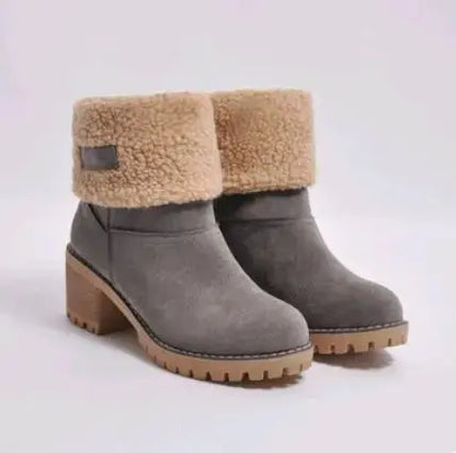 Mid-Tube Thick Heel Suede Snow Boots Angel Wishes