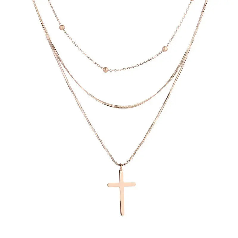 Multi-layer Clavicle Chain Vintage Rose Gold Angel Wishes