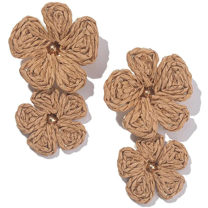 Multi-layer Flower Earrings Handmade Raffia Angel Wishes