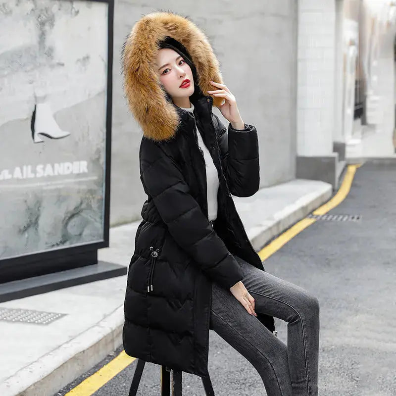 New Fleece-lined Down Jacket Women's Winter Thick Cotton Clothing Coat Angel Wishes