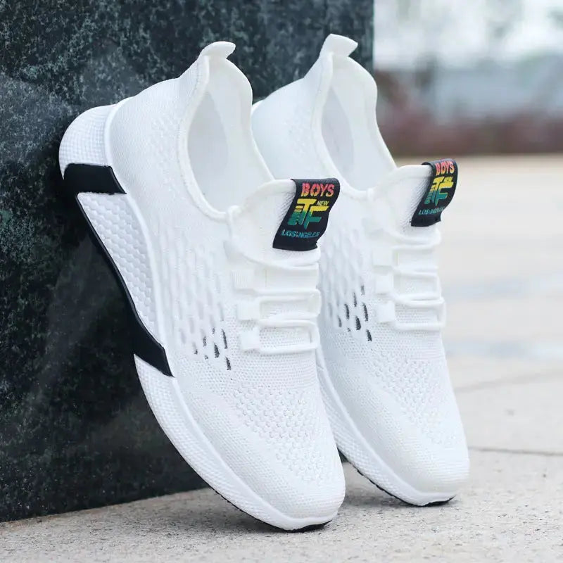 New Sports Shoes Men's Breathable Casual Mesh Shoes Comfort Increase Lace-up Non-slip Low-top Running Shoes Angel Wishes