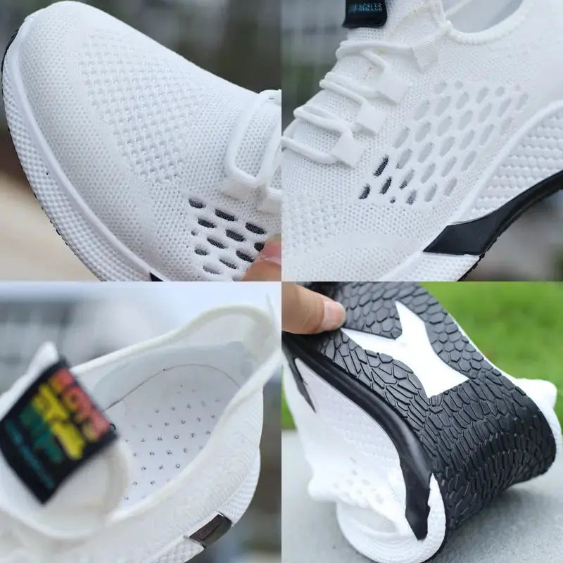 New Sports Shoes Men's Breathable Casual Mesh Shoes Comfort Increase Lace-up Non-slip Low-top Running Shoes Angel Wishes