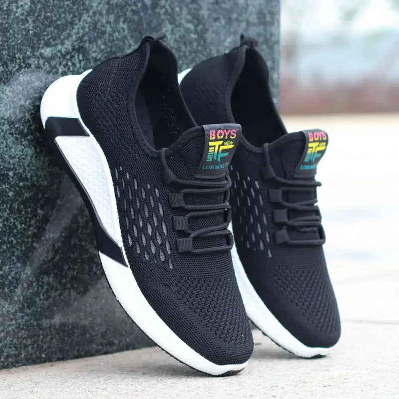 New Sports Shoes Men's Breathable Casual Mesh Shoes Comfort Increase Lace-up Non-slip Low-top Running Shoes Angel Wishes