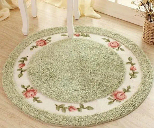 Pastoral Rose Round Carpet Floor Mat Angel Wishes