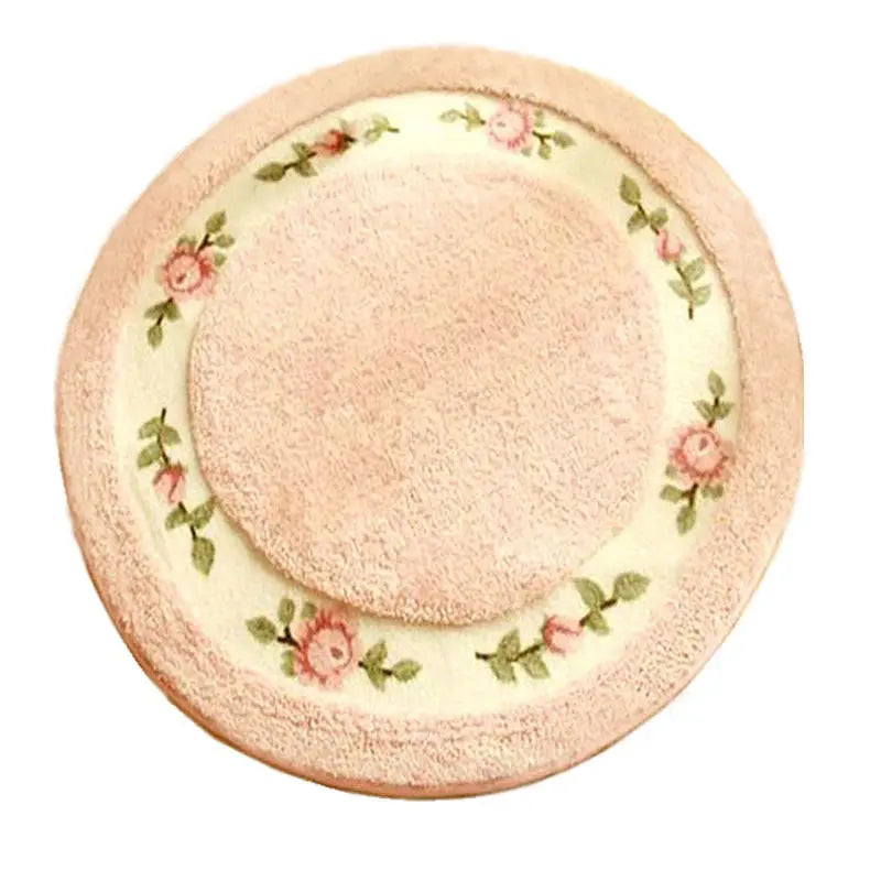 Pastoral Rose Round Carpet Floor Mat Angel Wishes