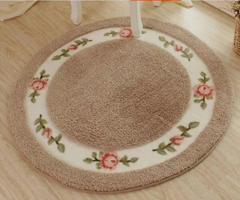 Pastoral Rose Round Carpet Floor Mat Angel Wishes