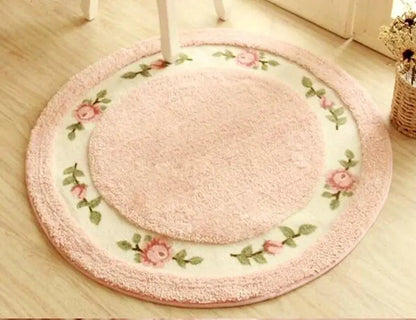 Pastoral Rose Round Carpet Floor Mat Angel Wishes