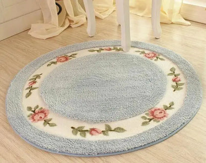 Pastoral Rose Round Carpet Floor Mat Angel Wishes