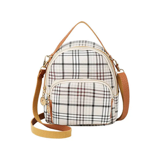 Casual Portable Plaid Backpack Angel Wishes