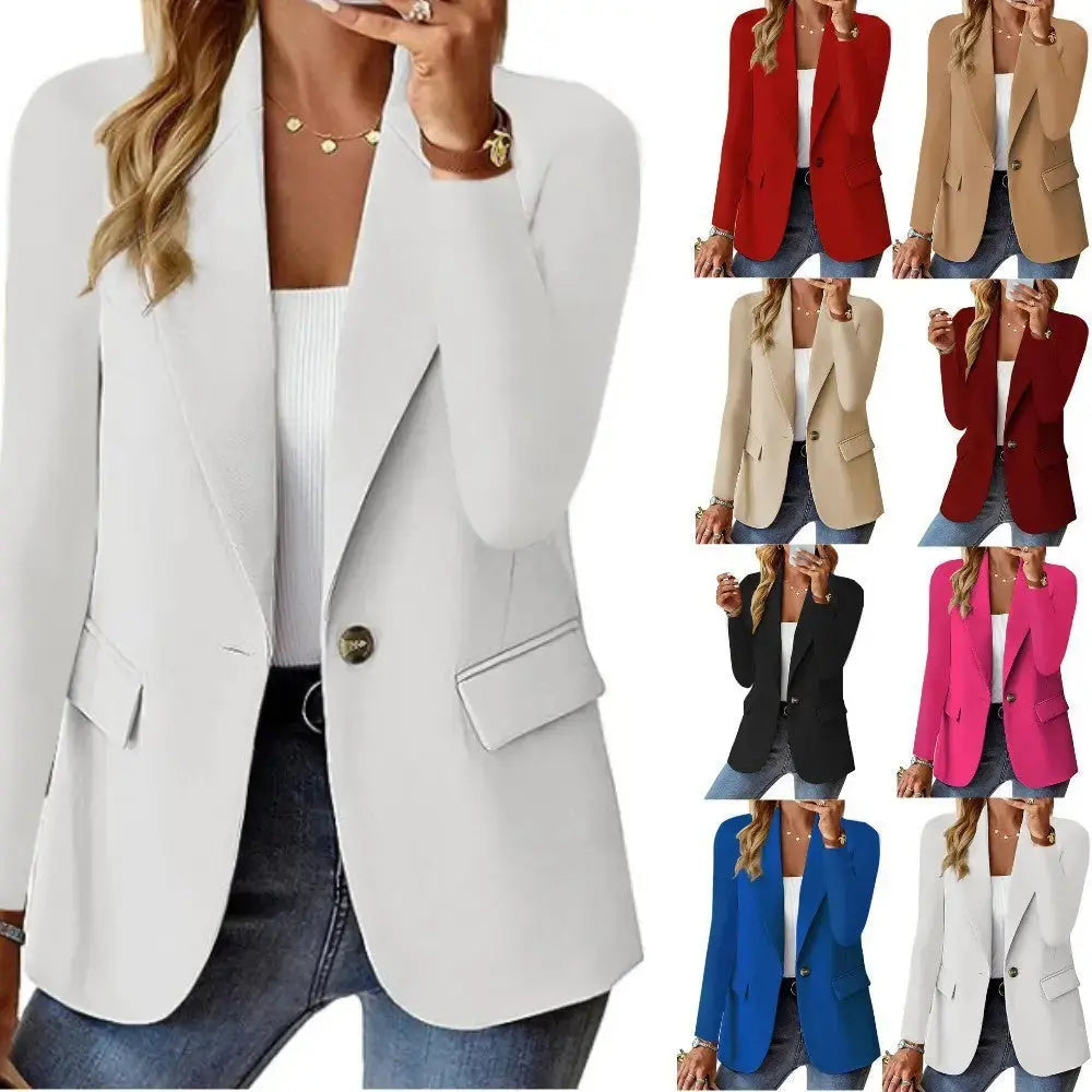 Polyester Autumn Long Sleeve Solid Color Cardigan Small Suit Jacket For Women Angel Wishes